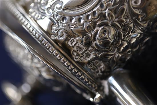 A late Victorian silver mounted cut glass claret jug, Z. Barraclough & Sons, 21.5cm.